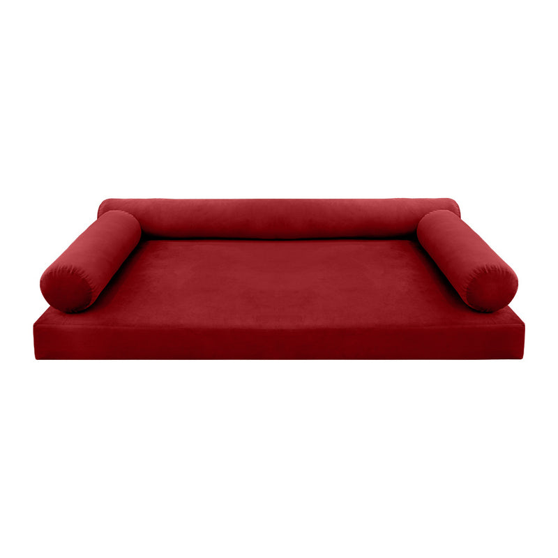 STYLE V6 - Velvet Indoor Daybed Mattress Bolster Cushion Pillow Complete Set