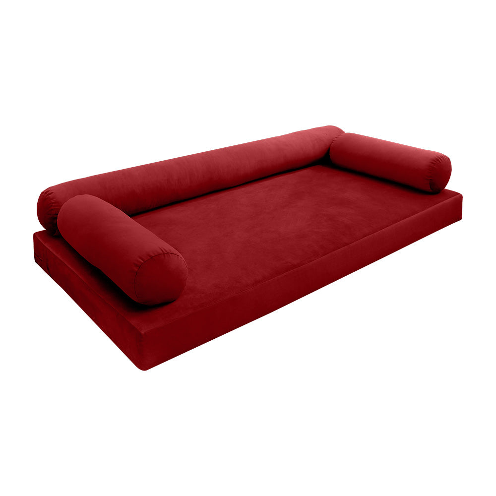 STYLE V6 - Velvet Indoor Daybed Mattress Bolster Cushion Pillow Complete Set