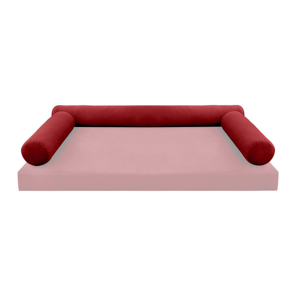 STYLE V6 - Velvet Indoor Daybed Bolster Pillow Cushion |COVERS ONLY|