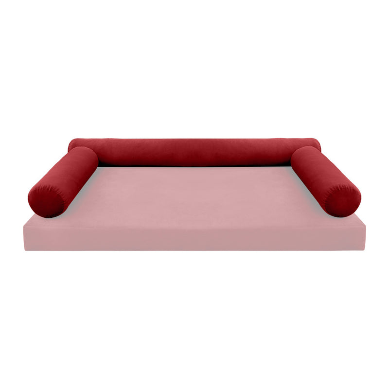 STYLE V6 - Velvet Indoor Daybed Bolster Pillow Cushion |COVERS ONLY|