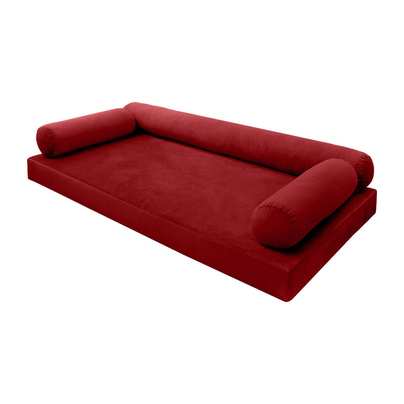 STYLE V6 - Velvet Indoor Daybed Mattress Bolster Pillow |COVERS ONLY|