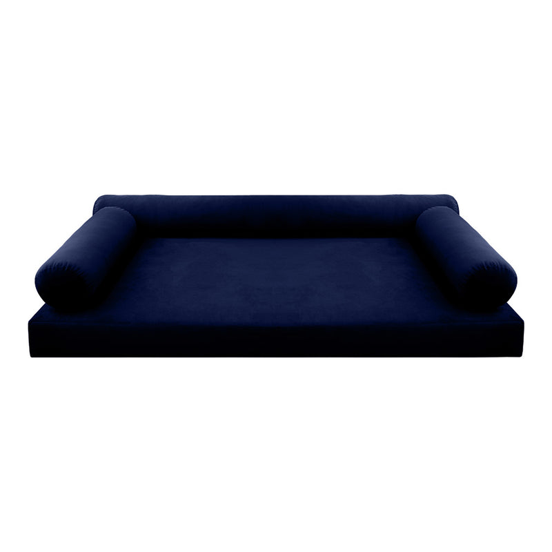 STYLE V6 - Velvet Indoor Daybed Mattress Bolster Cushion Pillow Complete Set