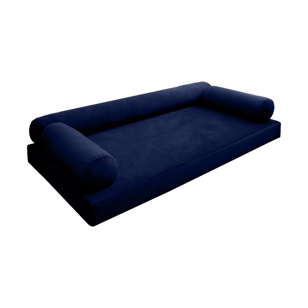 STYLE V6 - Velvet Indoor Daybed Mattress Bolster Cushion Pillow Complete Set