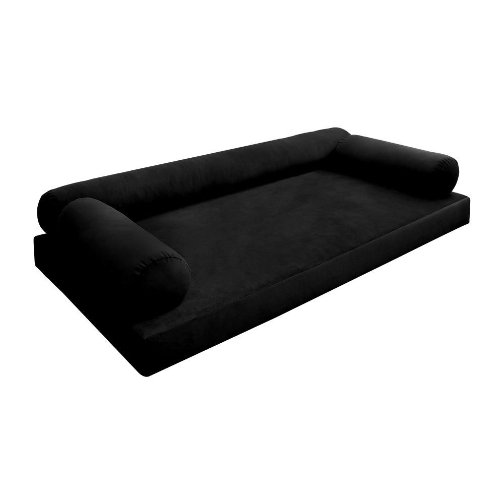 STYLE V6 - Velvet Indoor Daybed Mattress Bolster Cushion Pillow Complete Set