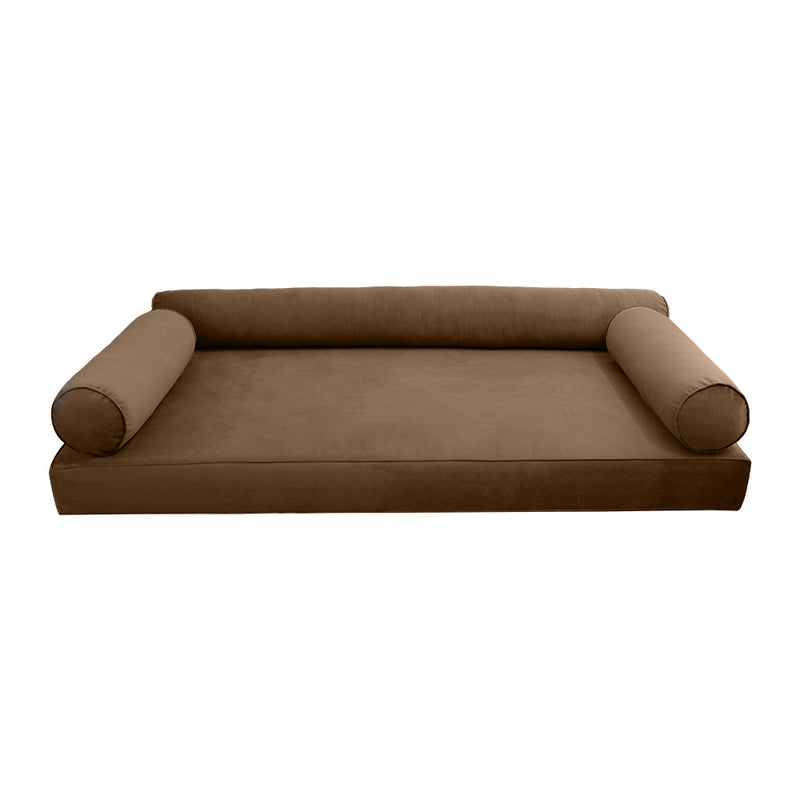 STYLE V6 - Velvet Indoor Daybed Mattress Bolster Cushion Pillow Complete Set
