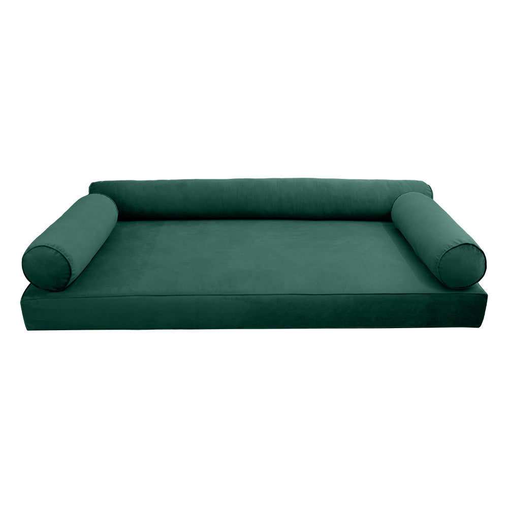 STYLE V6 - Velvet Indoor Daybed Mattress Bolster Cushion Pillow Complete Set