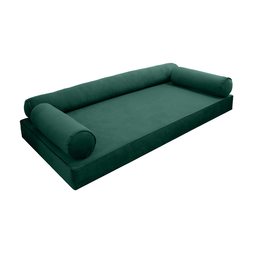 STYLE V6 - Velvet Indoor Daybed Mattress Bolster Cushion Pillow Complete Set