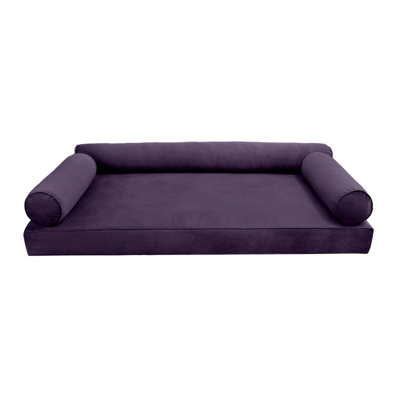STYLE V6 - Velvet Indoor Daybed Mattress Bolster Cushion Pillow Complete Set