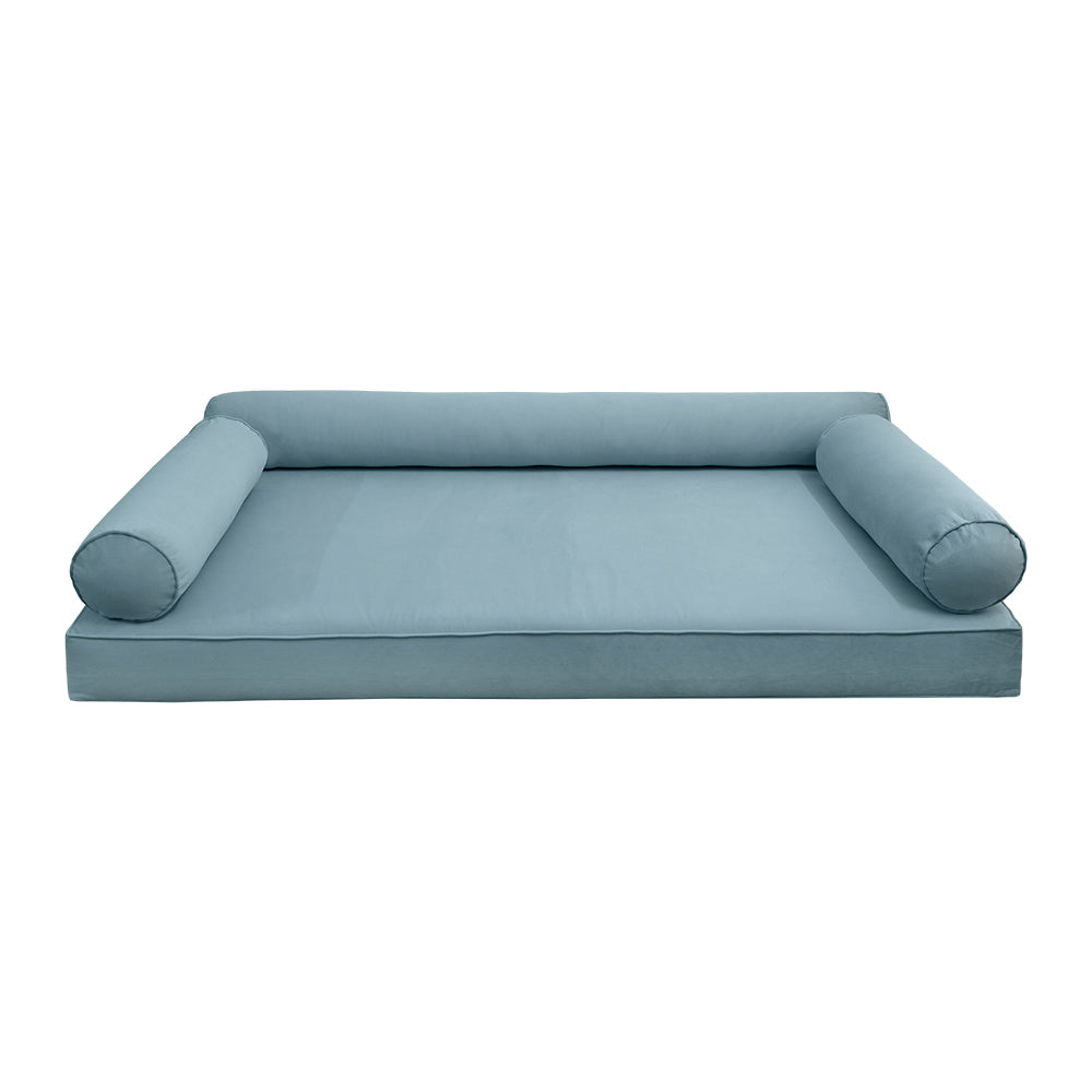 STYLE V6 - Velvet Indoor Daybed Mattress Bolster Cushion Pillow Complete Set