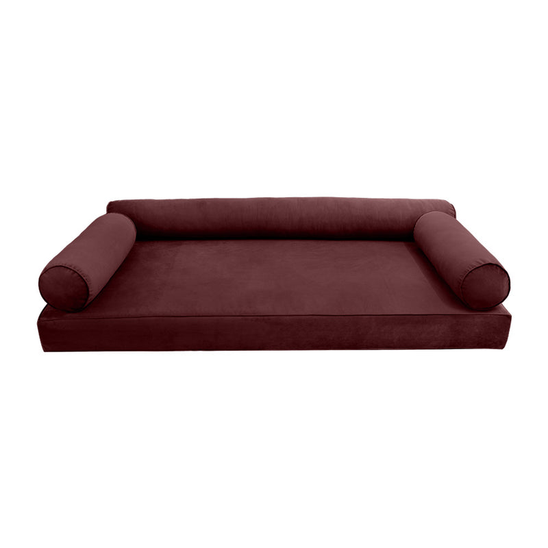 STYLE V6 - Velvet Indoor Daybed Mattress Bolster Cushion Pillow Complete Set