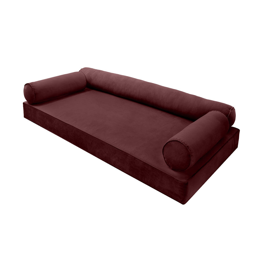 STYLE V6 - Velvet Indoor Daybed Mattress Bolster Pillow |COVERS ONLY|