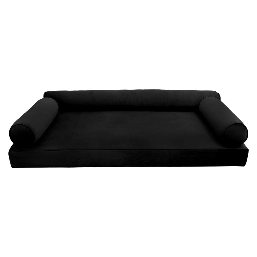 STYLE V6 - Velvet Indoor Daybed Mattress Bolster Cushion Pillow Complete Set