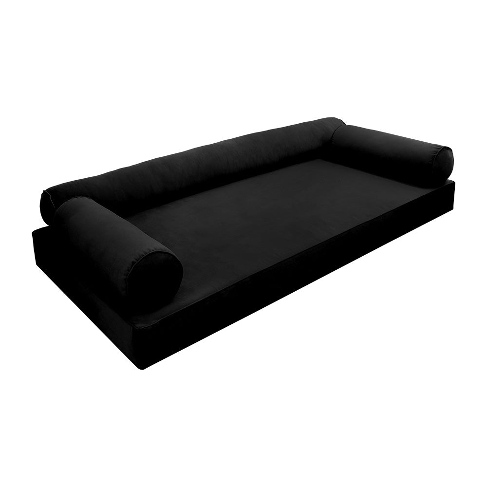 STYLE V6 - Velvet Indoor Daybed Mattress Bolster Cushion Pillow Complete Set
