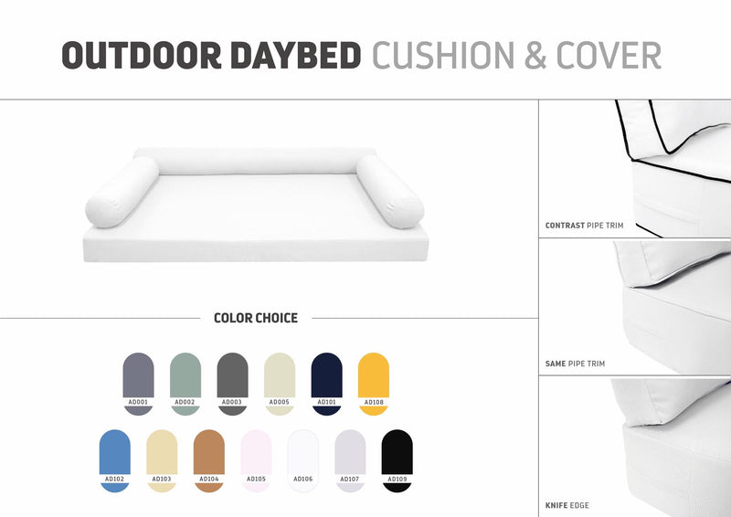 STYLE 6 - Outdoor Daybed Cover Mattress Cushion Pillow Insert