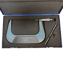 6-7 inch machinist micrometer set with calibration rod and wrench in foam-lined box.