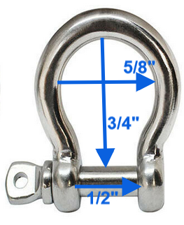 (5) Pc 3/16" Chain Rigging Bow Shackle Anchor for Boat Stainless Steel Paracord