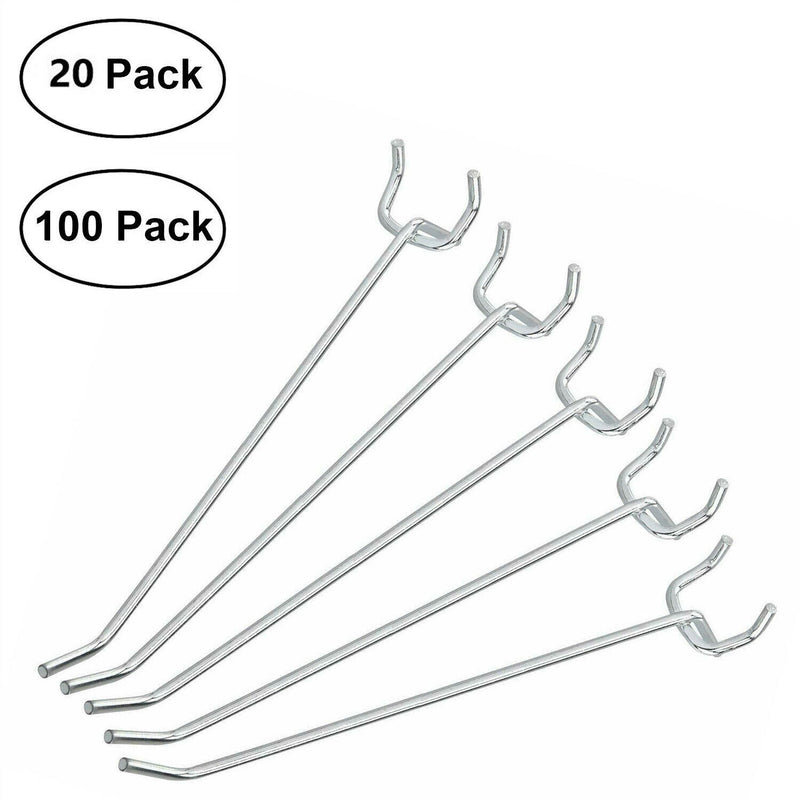 2",4",6",8" Long Peg Board Shelving Hooks 1/8" Thick Zinc Steel-PACK 20,PACK 100