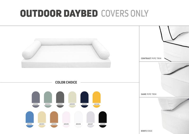 STYLE 6 - Mattress & Bolster Pillow for Outdoor Indoor Daybed Porch Swing Bed | COVERS ONLY |