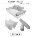 Set of two pillow inserts and two bolster inserts, polyester fiberfill replacement for daybed/porch swing bed, white