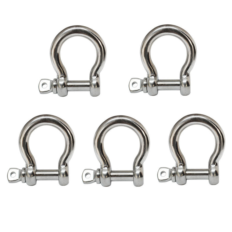 (5) Pc 3/16" Chain Rigging Bow Shackle Anchor for Boat Stainless Steel Paracord