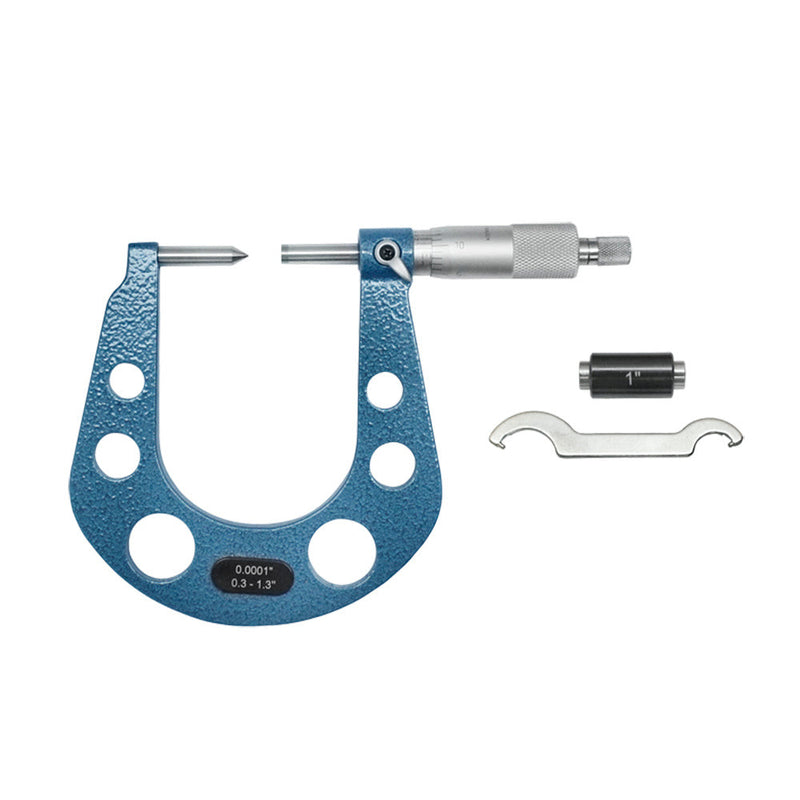 0.3 - 1.3'' Disc Brake Deep Throat Micrometer Carbide 0.0001" GRAD 3.5" Depth
