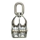 1'' Marine Stainless Steel DOUBLE Pulley w- Swivel Eye Hoist Lifting  300 Lbs