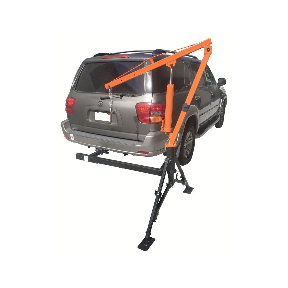 1,000 lb hydraulic pickup truck crane with 2 inch hitch mount and swivel hoist