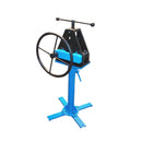 Heavy duty tube and pipe roller bender with hand crank and stand for metal fabrication