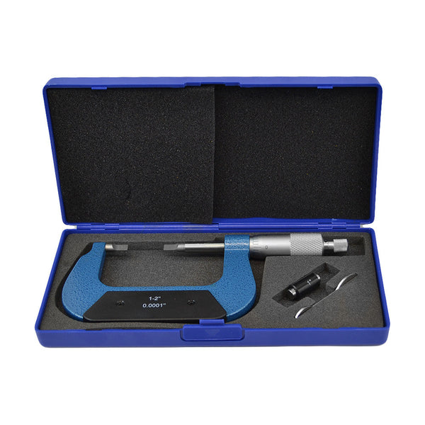 1-2" Outside Blade Micrometer Solid Metal Frame 0.0001" Blade Thickness .030"