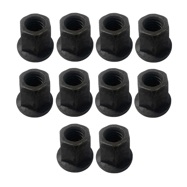 10 Pc 1/2"-13 Thread Flange Nut Steel Hex Threading Black Oxide Finish