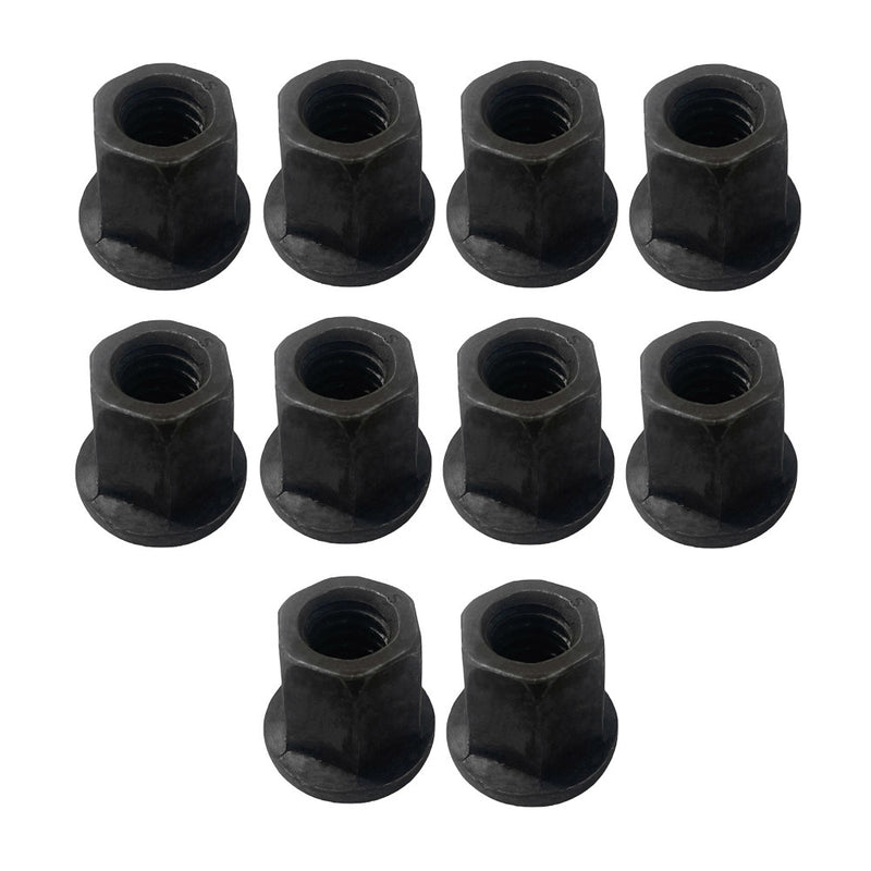 10 Pc 1/2"-13 Thread Flange Nut Steel Hex Threading Black Oxide Finish