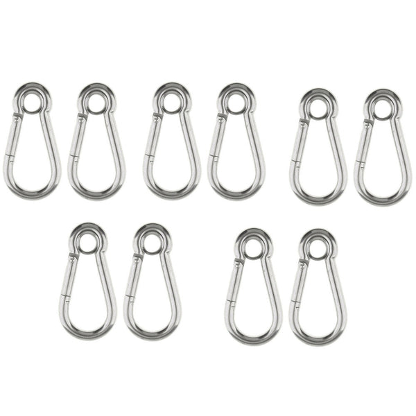 10 Pc 11/32" Boat Marine Stainless Steel Spring Snap Hook Eyelet Carabiner