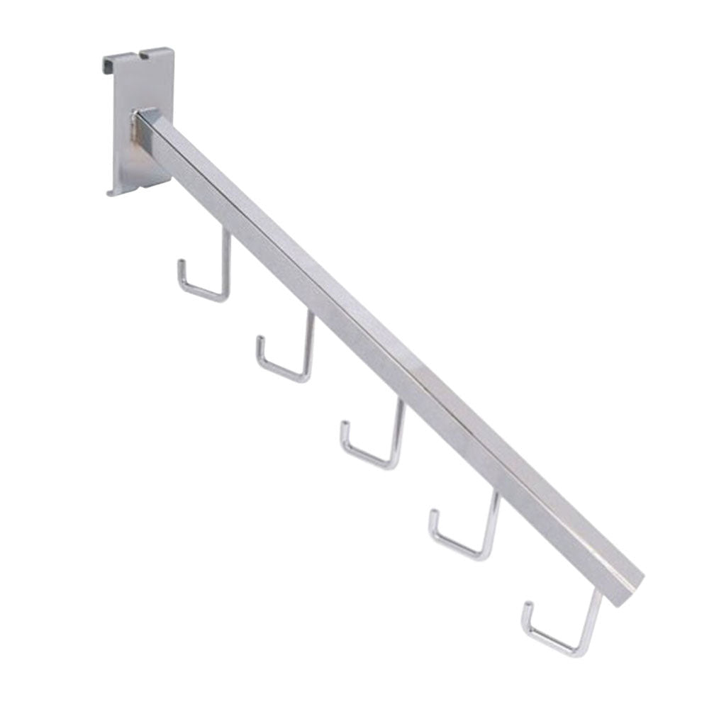 10 Pc 17-1/2''L Chrome Gridwall 5 J Hook Waterfall Faceout Square Tube Fixture