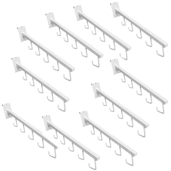 10 Pc 17-1/2''L WHITE Gridwall 5 J Hook Waterfall Faceout Square Tube Fixture