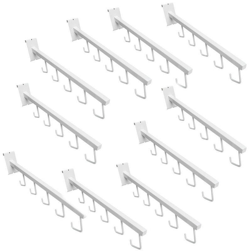 10 Pc 17-1/2''L WHITE Gridwall 5 J Hook Waterfall Faceout Square Tube Fixture