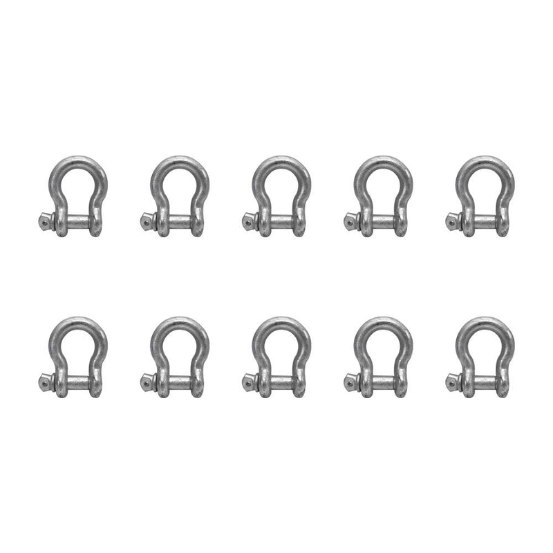 10 PC 3/16" Screw Pin Anchor Shackle Galvanized Steel Drop Forged 665 Lbs D Ring Bow Rigging