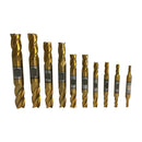 10 Pc 3/16'' - 3/4'' HSS Tin Coated 4 Flute Double End Mill Set Milling Drilling