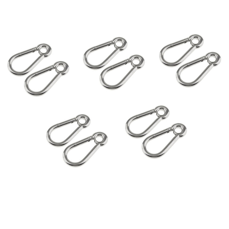 10 Pc 3/8" Boat Marine Stainless Steel Spring Snap Hook With Eyelet Carabiner 400 Lbs Cap. WLL