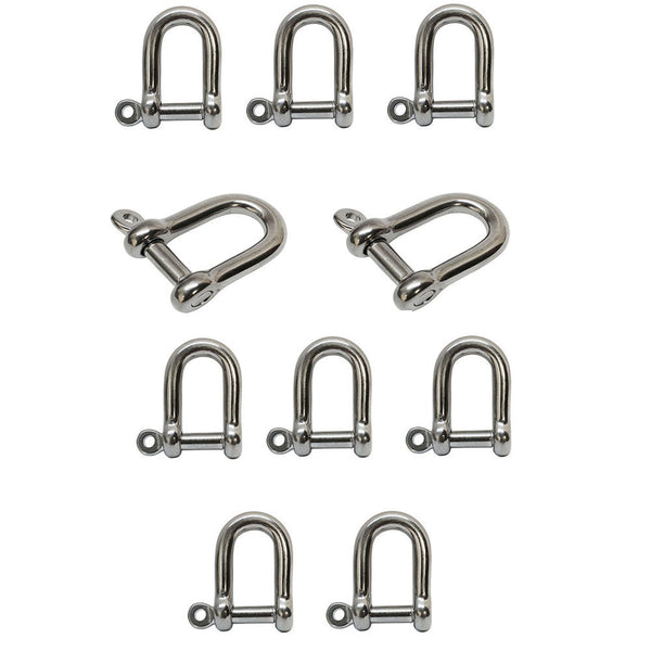 10 Pc 5/32" Chain D type Rigging Bow Shackle Anchor Boat Stainless Steel Paracord