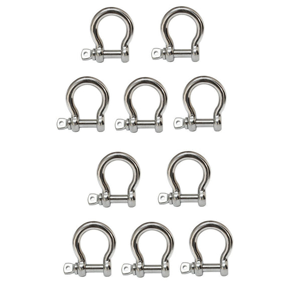 10 Pc 5/32" Stainless Steel Screw Pin Bow Shackle Anchor Boat Marine Parcord Rigging