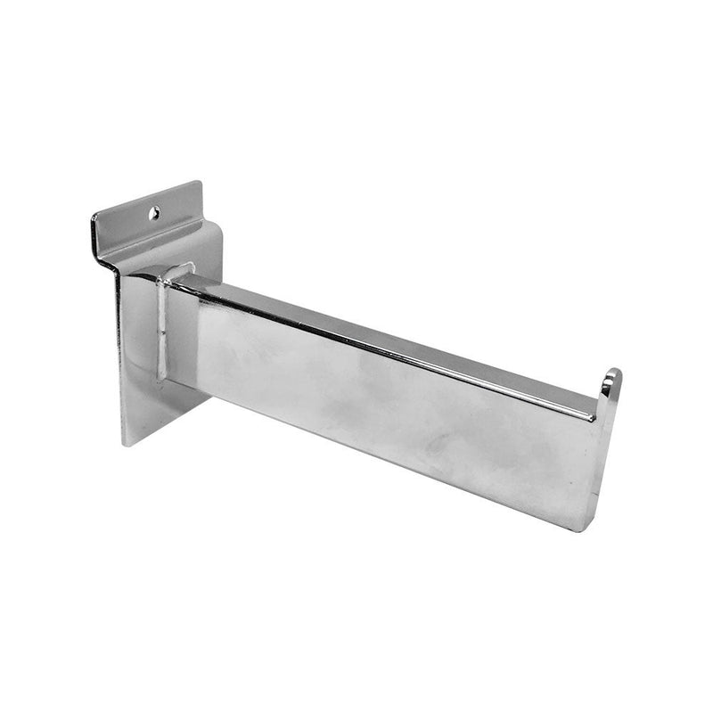 10 PC 6" Chrome Slatwall Rectangular Tube Straight Arm Faceout Hook Panel Display Hanger Retail Fixture