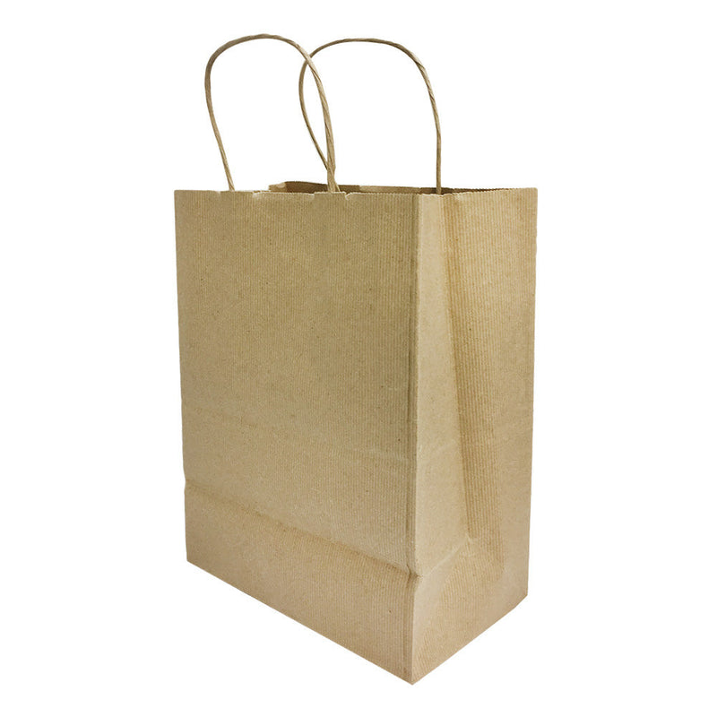 10 PC 8" Cub Gift Bags With Handles ILLUSION STRIPES Printed Kraft Paper Recycled Retail Supplies