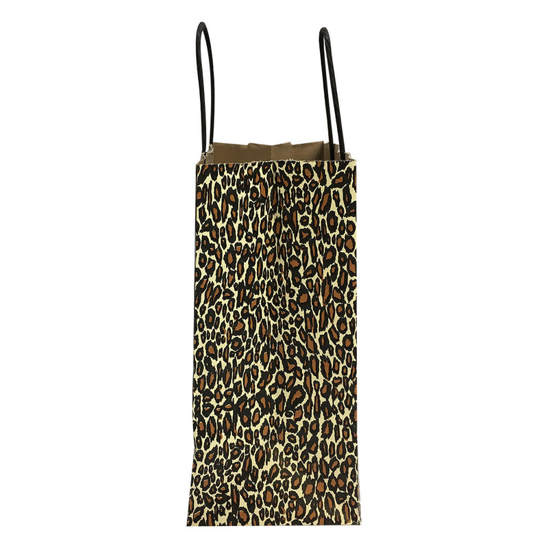 10 PC 8" Cub Gift Bags With Handles LEOPARD Printed Kraft Paper Recycled Retail Supplies