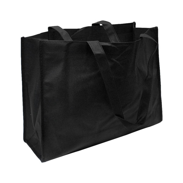 10 PC BLACK Reusable Grocery Shopping Tote Bags Non Woven Recycled 12" x 16"