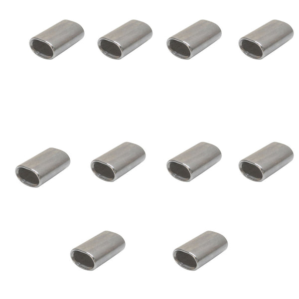 10 Pc Chamfer 1/8" Marine Stainless Steel Wire Rope Oval Sleeve Sleeves Crimping SS316