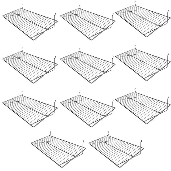 10 Pc Chrome 24'' x 12'' Pegboard Wire Flat Grid Shelf Shelves Retail Display Fixture