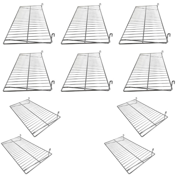10 Pc Chrome 24'' x 12'' Wire Flat Grid Shelf Shelves Gridwall Display Fixture