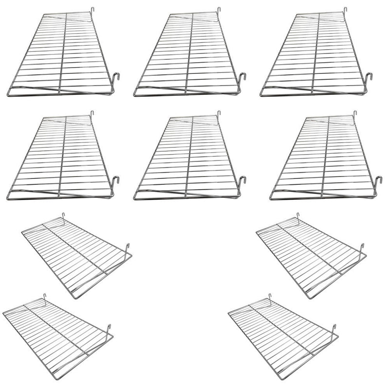 10 Pc Chrome 24'' x 12'' Wire Flat Grid Shelf Shelves Gridwall Display Fixture