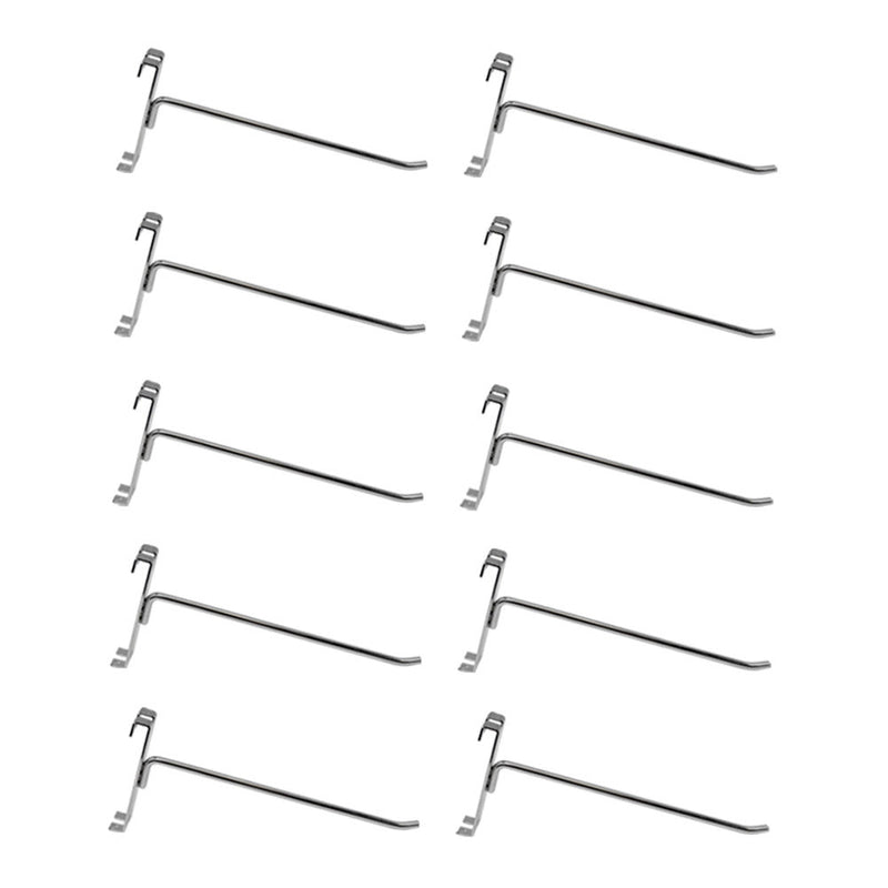 10 Pc Chrome 8" Long Gridwall Hooks Grid Panel Display Wire Metal Hanger Retail Store