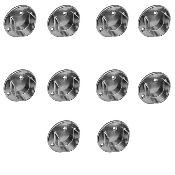 10 Pc Chrome Finish 1-1/4'' Tubing U Flange Half Round Wall Flanges Retail Fixture Hanger